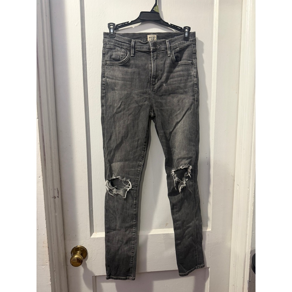 Citizens of Humanity Carlie Crop High Rise Skinny Jeans Grey Distressed 26